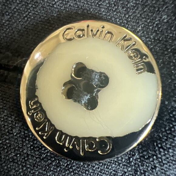 Calvin Klein Womens Sz 8 Two Button Lux Blazer Long Sleeve Black Collar Lined - Picture 15 of 16